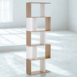 Pirlo Plush 5 Tier Industrial Freestanding Bookcase Shelving Unit Natural in Brown - thumbnail 4