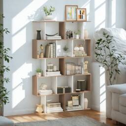 Pirlo Plush 5 Tier Industrial Freestanding Bookcase Shelving Unit Natural in Brown - thumbnail 2
