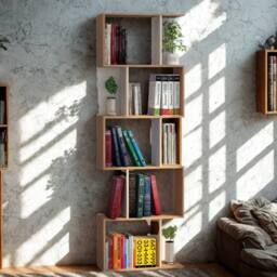 Pirlo Plush 5 Tier Industrial Freestanding Bookcase Shelving Unit Natural in Brown - thumbnail 5