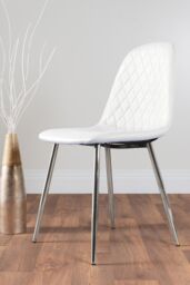 FurnitureboxUK Elina White Marble Effect Scratch Resistant Dining Table & 2 Corona Silver Chairs - thumbnail 9