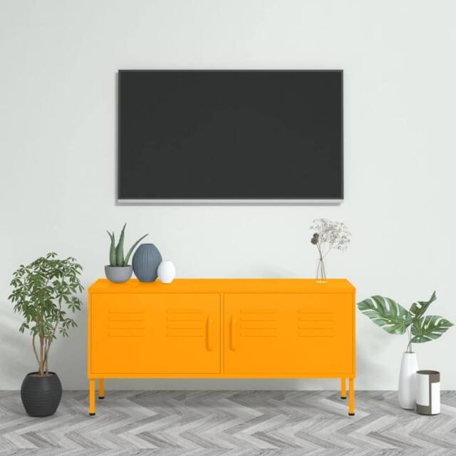 Berkfield Home TV Cabinet Mustard Yellow 105x35x50 cm Steel - Size: 105 x 35 x 50 cm - image 1