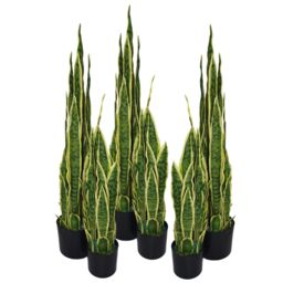 Leaf 90cm Artificial Sansevieria Yellow Green Indoor Plant Large - thumbnail 4
