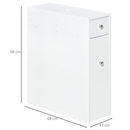 HOMCOM Bathroom Slim Floor Cabinet Narrow Wooden Storage Bath Toilet Cupboard in White - thumbnail 3