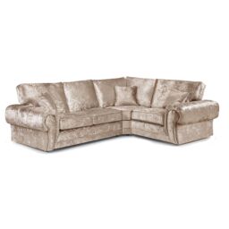 Furnishings For Less UK Chelsea Crushed Velvet Large 4 Seater Corner Sofa 2 Corner 1 Rolled Arms in Baby Pink - thumbnail 1