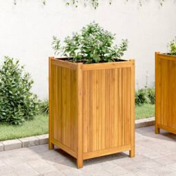 Berkfield Home Garden Planter with Liner 50x50x75 cm Solid Wood Acacia in Brown - Size: 50 x 50 x 75 cm - thumbnail 3