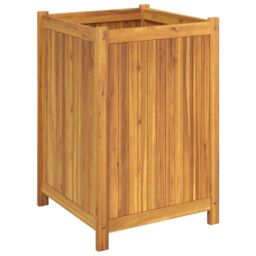 Berkfield Home Garden Planter with Liner 50x50x75 cm Solid Wood Acacia in Brown - Size: 50 x 50 x 75 cm - thumbnail 5