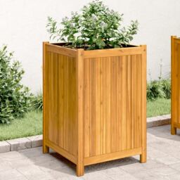 Berkfield Home Garden Planter with Liner 50x50x75 cm Solid Wood Acacia in Brown - Size: 50 x 50 x 75 cm - thumbnail 1