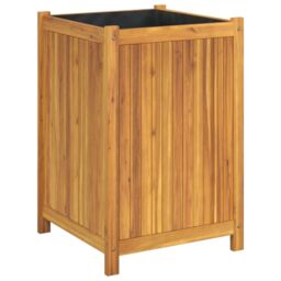 Berkfield Home Garden Planter with Liner 50x50x75 cm Solid Wood Acacia in Brown - Size: 50 x 50 x 75 cm - thumbnail 2