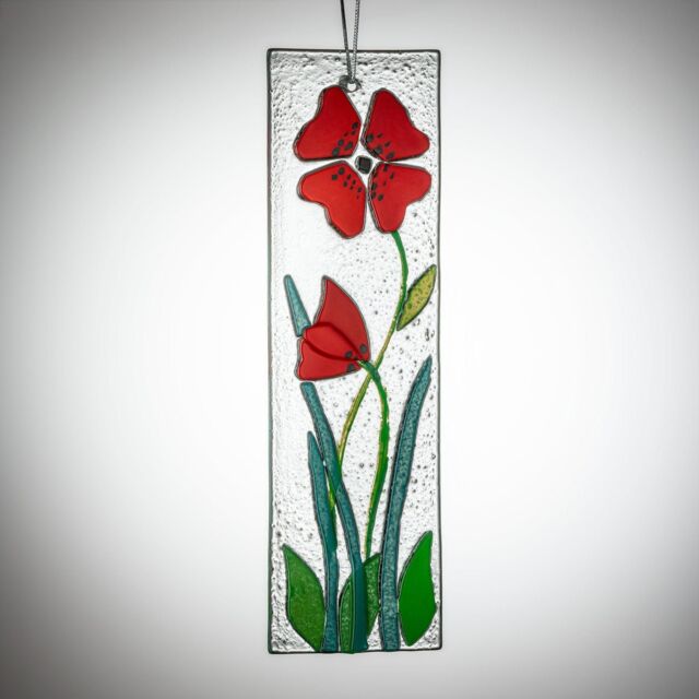 Sienna Glass Hanging Decorative Flower Plaque Red - image 1