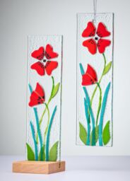Sienna Glass Hanging Decorative Flower Plaque Red - thumbnail 3