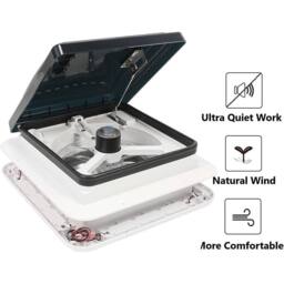 "Ventryn 14"" 12V Motorhome Skylight Fan with 4 LEDs - Camper Roof Vent in White" - thumbnail 6