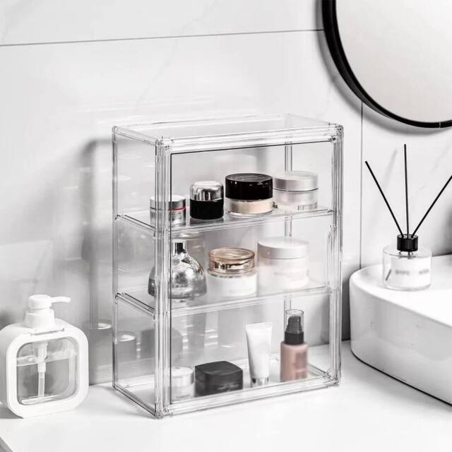 EONLION 3 Tier Acrylic Display Case Dustproof Box in Clear - Size: 500mm - image 1