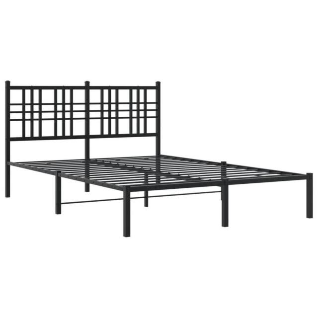 Berkfield Home Metal Bed Frame without Mattress with Headboard Black 120x200cm - Size: Small Double - image 1