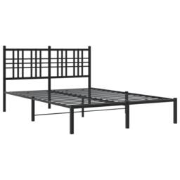 Berkfield Home Metal Bed Frame without Mattress with Headboard Black 120x200cm - Size: Small Double - thumbnail 1