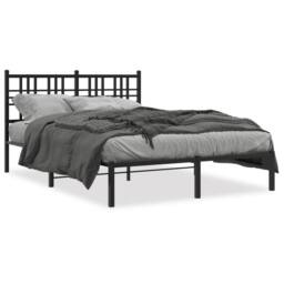 Berkfield Home Metal Bed Frame without Mattress with Headboard Black 120x200cm - Size: Small Double - thumbnail 3