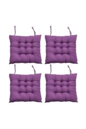 Living and Home 4Pcs Soft Purple Seat Pads with Ties for Dining Chairs Desk Chair, 40 x 40cm - Size: 40 x 40 cm - thumbnail 1