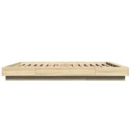 Berkfield Home Durable Bed Frame with LED Lights without Mattress Sonoma Oak 150 in Light Brown - thumbnail 6