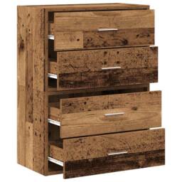 Berkfield Home Cabinets with 2 Drawers 2 pcs Old Wood 60x31x40 cm Engineered Wood in Brown - Size: 60 x 31 x 40 cm - thumbnail 5