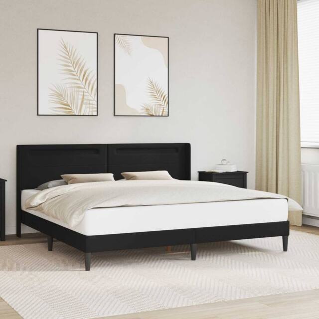 Berkfield Home Bed Frame with LED Strip Lights Black 180 x 200 cm Faux Leather - image 1