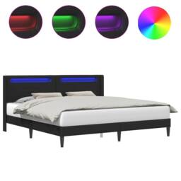 Berkfield Home Bed Frame with LED Strip Lights Black 180 x 200 cm Faux Leather - thumbnail 2
