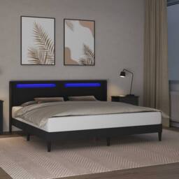 Berkfield Home Bed Frame with LED Strip Lights Black 180 x 200 cm Faux Leather - thumbnail 4