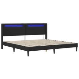 Berkfield Home Bed Frame with LED Strip Lights Black 180 x 200 cm Faux Leather - thumbnail 5