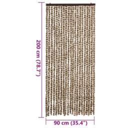 Berkfield Home Fly Curtain Beige & Brown 90x200 cm Chenille - thumbnail 7