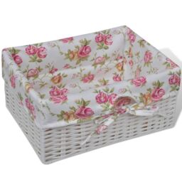 Berkfield Home Cabinet with 1 Drawer & 2 Baskets White Paulownia Wood - thumbnail 5