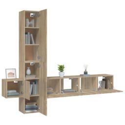 Berkfield Home 5 Piece TV Cabinet Set Sonoma Oak Engineered Wood in Brown - thumbnail 4