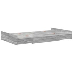 Berkfield Home Storage Bed Frame Grey sonoma 120 x 190 cm Engineered wood - thumbnail 2