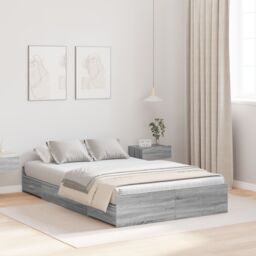 Berkfield Home Storage Bed Frame Grey sonoma 120 x 190 cm Engineered wood - thumbnail 1
