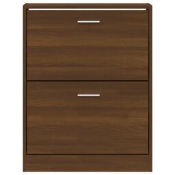 Berkfield Home Shoe Cabinet Brown Oak 59x17x81 cm Engineered Wood - Size: 59 x 17 x 81 cm - thumbnail 5