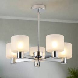 Harper Living Modern 5 Light Chrome Semi Flush Ceiling Lamp with Sanded Glass Shades in Silver - thumbnail 1