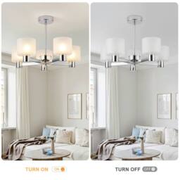 Harper Living Modern 5 Light Chrome Semi Flush Ceiling Lamp with Sanded Glass Shades in Silver - thumbnail 3