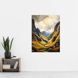 Artery8 Glencoe Gorge Sunlight Breaking Through Clouds Oil Painting National Park Reserve Extra Large XL Unframed Wall Art Poster Print - thumbnail 4