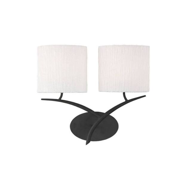 Netlighting Eve Wall Lamp Switched 2 Light E27 Anthracite with White Oval Shades in Black - image 1
