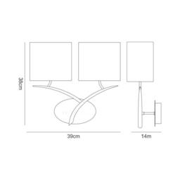 Netlighting Eve Wall Lamp Switched 2 Light E27 Anthracite with White Oval Shades in Black - thumbnail 2
