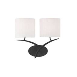 Netlighting Eve Wall Lamp Switched 2 Light E27 Anthracite with White Oval Shades in Black - thumbnail 1