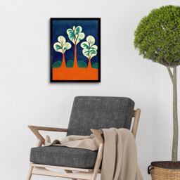 "Artery8 Wall Art Print Henri Matisse Style Trees Fauvist Orange & Blue Art Framed in Black - Size: W12"" x H16""" - thumbnail 2