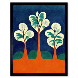 "Artery8 Wall Art Print Henri Matisse Style Trees Fauvist Orange & Blue Art Framed in Black - Size: W12"" x H16""" - thumbnail 1