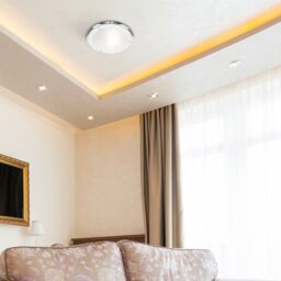 ValueLights Opal Glass IP44 Rated Bathroom Flush Ceiling Light with Cool LED Bulb in Silver - thumbnail 1