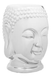 Orsina Silver Buddha Ceramic Side Table, Modern Silver Side Table, Buddha Face Side Table, Modern Side Table - thumbnail 2