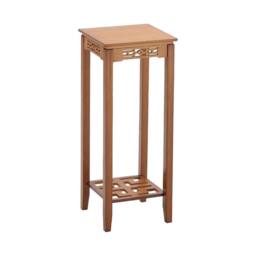 ExtraStar 2-Tier Bamboo Plant Stand, Chinese Style Carved Tall Flower Stand in Brown - thumbnail 3