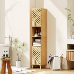 Wyld Haus Hami Tall Bathroom Cabinet Bamboo Doors & Adjustable Shelves in Natural - thumbnail 3