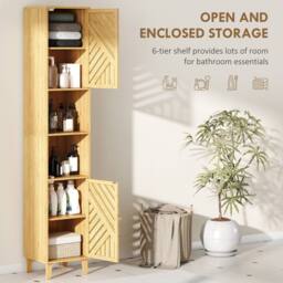 Wyld Haus Hami Tall Bathroom Cabinet Bamboo Doors & Adjustable Shelves in Natural - thumbnail 5