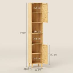 Wyld Haus Hami Tall Bathroom Cabinet Bamboo Doors & Adjustable Shelves in Natural - thumbnail 4