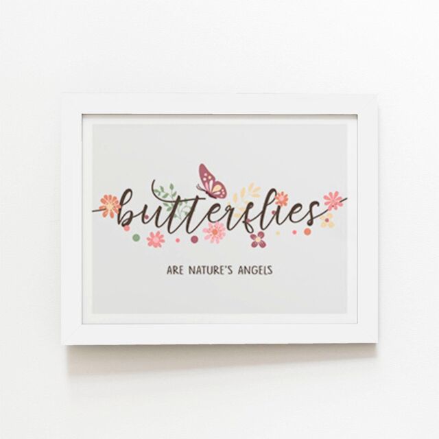 "Warren Reed - Designer Butterflies Are Natures Angels Framed Art Print in White - Size: W24"" x H36""" - image 1