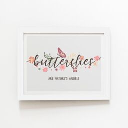 "Warren Reed - Designer Butterflies Are Natures Angels Framed Art Print in White - Size: W24"" x H36""" - thumbnail 1