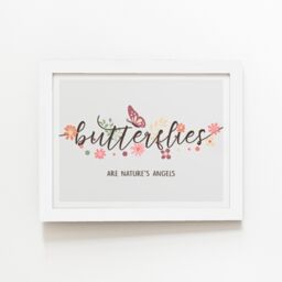 "Warren Reed - Designer Butterflies Are Natures Angels Framed Art Print in White - Size: W24"" x H36""" - thumbnail 2