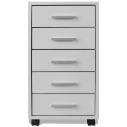 Berkfield Home Office Drawer Unit with Castors 5 Drawers White - thumbnail 3